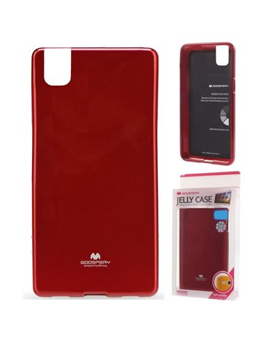 CUSTODIA GEL TPU SILICONE per HUAWEI SHOT X, HONOR 7i COLORE ROSSO LUCIDO CON GLITTER ALTA QUALITA' MERCURY BLISTER