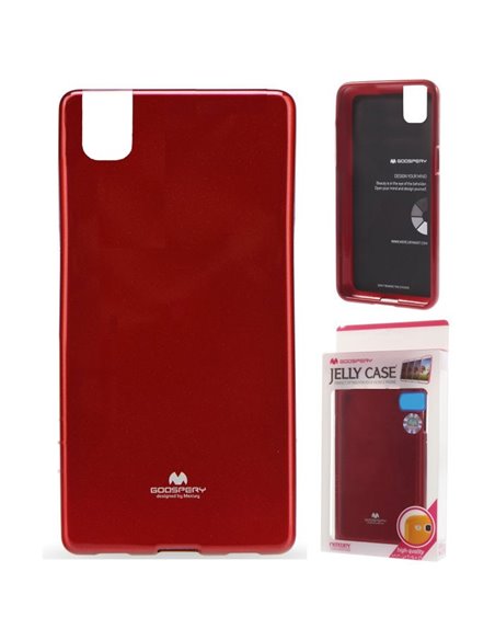 CUSTODIA GEL TPU SILICONE per HUAWEI SHOT X, HONOR 7i COLORE ROSSO LUCIDO CON GLITTER ALTA QUALITA' MERCURY BLISTER