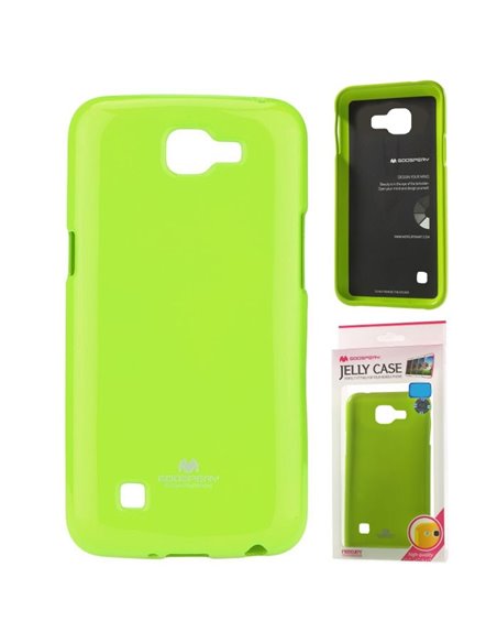 CUSTODIA GEL TPU SILICONE per LG K4 LTE, K130E, K120E, K121 COLORE VERDE LUCIDO CON GLITTER ALTA QUALITA' MERCURY BLISTER