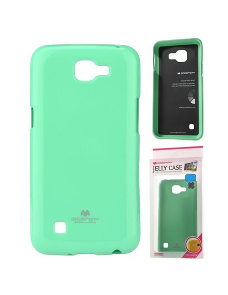 CUSTODIA GEL TPU SILICONE per LG K4 LTE, K130E, K120E, K121 COLORE VERDE ACQUA LUCIDO CON GLITTER ALTA QUALITA' MERCURY BLISTER