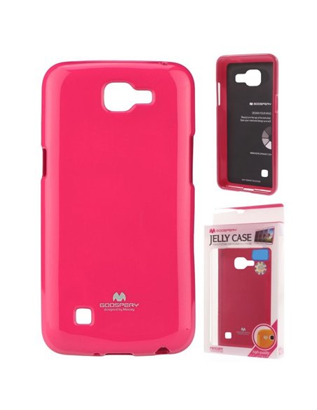 CUSTODIA GEL TPU SILICONE per LG K4 LTE, K130E, K120E, K121 COLORE FUCSIA LUCIDO CON GLITTER ALTA QUALITA' MERCURY BLISTER