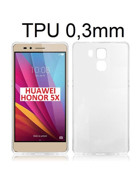 CUSTODIA GEL TPU SILICONE ULTRA SLIM TRASPARENTE 0,3mm per HUAWEI HONOR 5X, GR5