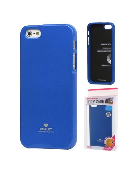 CUSTODIA GEL TPU SILICONE per APPLE IPHONE 5C COLORE BLU LUCIDO CON GLITTER ALTA QUALITA' MERCURY BLISTER