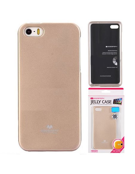 CUSTODIA GEL TPU SILICONE per APPLE IPHONE 5C COLORE ORO LUCIDO CON GLITTER ALTA QUALITA' MERCURY BLISTER