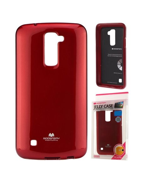 CUSTODIA GEL TPU SILICONE per LG K10, K420N COLORE ROSSO LUCIDO CON GLITTER ALTA QUALITA' MERCURY BLISTER