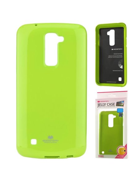 CUSTODIA GEL TPU SILICONE per LG K10, K420N COLORE VERDE LUCIDO CON GLITTER ALTA QUALITA' MERCURY BLISTER