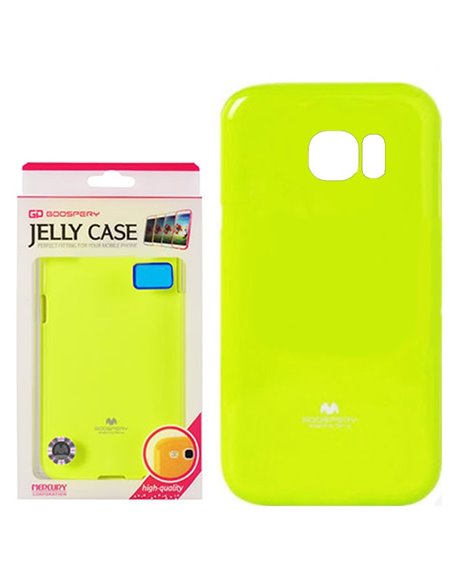 CUSTODIA GEL TPU SILICONE per SAMSUNG SM-G930 GALAXY S7 GIALLO FLUORESCENTE CON GLITTER ALTA QUALITA' MERCURY BLISTER