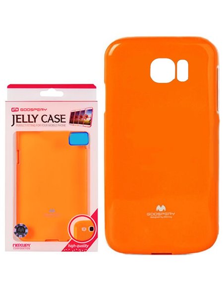 CUSTODIA GEL TPU SILICONE per SAMSUNG SM-G930 GALAXY S7 ARANCIONE FLUORESCENTE CON GLITTER ALTA QUALITA' MERCURY BLISTER