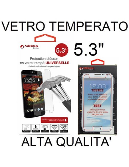 PELLICOLA PROTEGGI DISPLAY UNIVERSALE VETRO TEMPERATO 0,33mm PER DISPOSITIVI FINO A 5.3' POLLICI DIMENSIONI 141 mm X 69 mm MOCCA