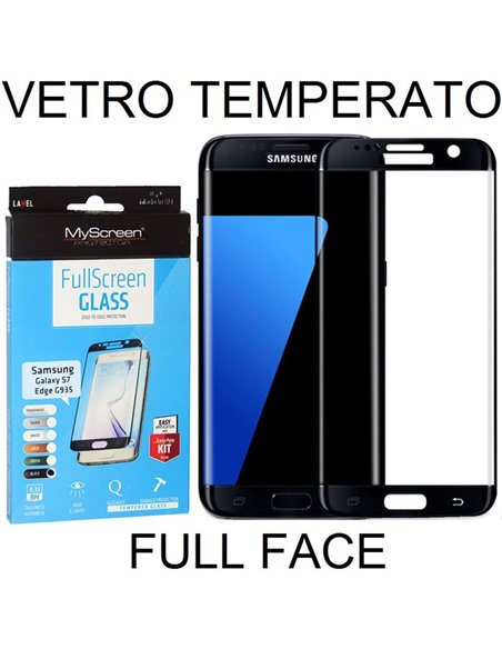 PELLICOLA VETRO TEMPERATO FULL FACE 0,3mm per SAMSUNG SM-G935 GALAXY S7 EDGE CON CORNICE COLORE NERO MYSCREEN BLISTER