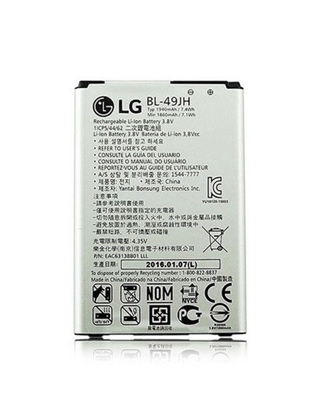 BATTERIA ORIGINALE per LG K4 (K120E), K3 (K100) - 1940 mAh LI-ION BL-49JH BULK