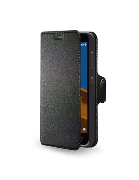 CUSTODIA FLIP ORIZZONTALE SIMILPELLE per VODAFONE SMART FIRST 6, VF695 CON STAND E INTERNO IN TPU SILICONE COLORE NERO