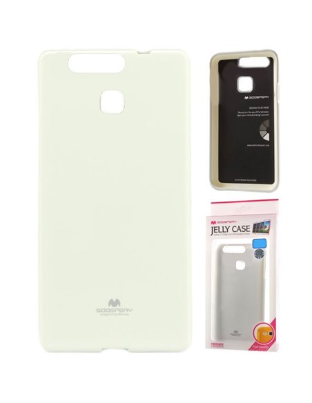 CUSTODIA GEL TPU SILICONE per HUAWEI P9 COLORE BIANCO LUCIDO CON GLITTER ALTA QUALITA' MERCURY BLISTER