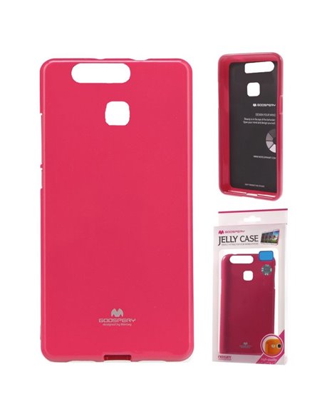 CUSTODIA GEL TPU SILICONE per HUAWEI P9 COLORE FUCSIA LUCIDO CON GLITTER ALTA QUALITA' MERCURY BLISTER