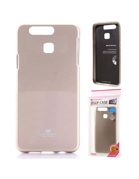 CUSTODIA GEL TPU SILICONE per HUAWEI P9 COLORE ORO LUCIDO CON GLITTER ALTA QUALITA' MERCURY BLISTER