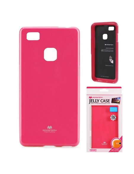 CUSTODIA per HUAWEI P9 LITE, G9 LITE IN GEL TPU SILICONE COLORE FUCSIA LUCIDO CON GLITTER ALTA QUALITA' MERCURY BLISTER