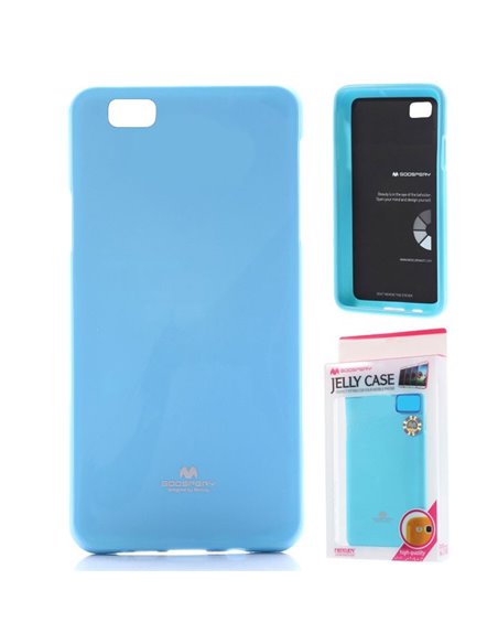 CUSTODIA GEL TPU SILICONE per HUAWEI P8 LITE COLORE AZZURRO LUCIDO CON GLITTER ALTA QUALITA' MERCURY BLISTER