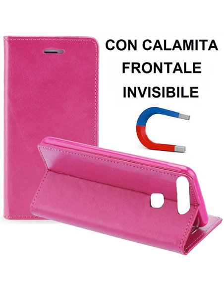 CUSTODIA FLIP ORIZZONTALE SIMILPELLE per HUAWEI P9 CON CHIUSURA MAGNETICA INVISIBILE, STAND ED INTERNO IN TPU COLORE FUCSIA