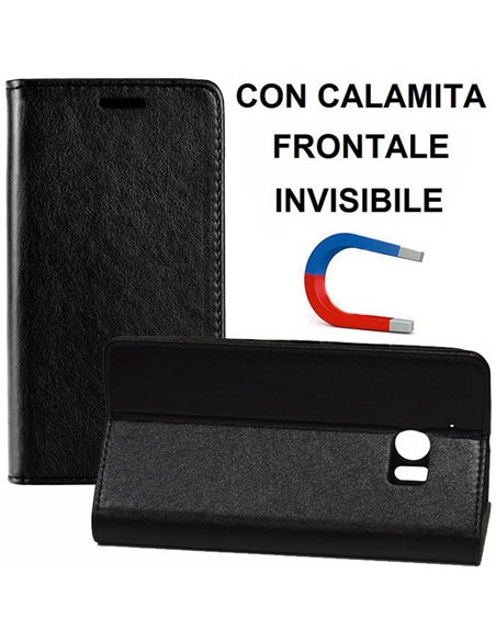 CUSTODIA per HTC 10, M10 - FLIP ORIZZONTALE SIMILPELLE CON CHIUSURA MAGNETICA INVISIBILE ED INTERNO IN TPU SILICONE COLORE NERO