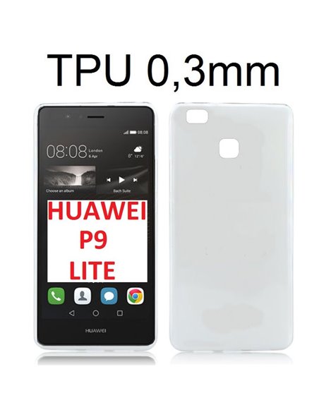 CUSTODIA per HUAWEI P9 LITE, G9 LITE IN GEL TPU SILICONE ULTRA SLIM 0,3mm COLORE NERO TRASPARENTE