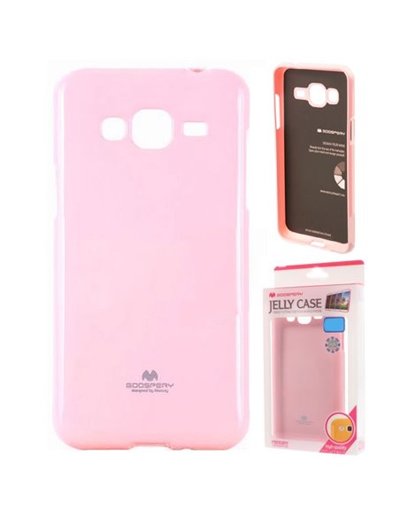 CUSTODIA GEL TPU SILICONE per SAMSUNG SM-J320 GALAXY J3 2016 COLORE ROSA LUCIDO CON GLITTER ALTA QUALITA' MERCURY BLISTER