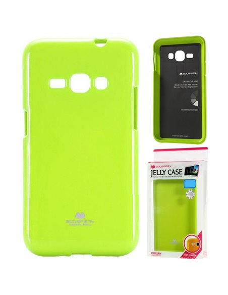 CUSTODIA GEL TPU SILICONE per SAMSUNG SM-J120 GALAXY J1 (2016) COLORE VERDE LUCIDO CON GLITTER ALTA QUALITA' MERCURY BLISTER