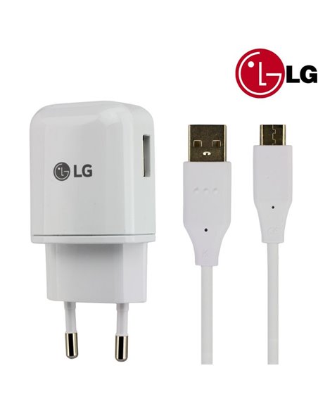 CARICATORE DA RETE 1800mAh ORIGINALE LG CON 1 PORTA USB (MCS-H05ER) + CAVO TYPE-C 3.1 (DC12WK-G) COLORE BIANCO BULK