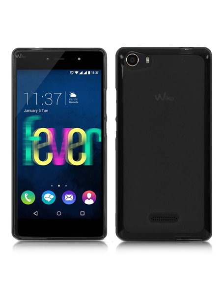 CUSTODIA GEL TPU SILICONE per WIKO FEVER 4G COLORE NERO TRASPARENTE