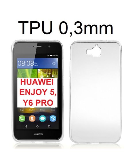 CUSTODIA per HUAWEI ENJOY 5, Y6 PRO, HONOR PLAY 5X, HONOR HOLLY 2 PLUS IN GEL TPU SILICONE ULTRA SLIM 0,3mm TRASPARENTE