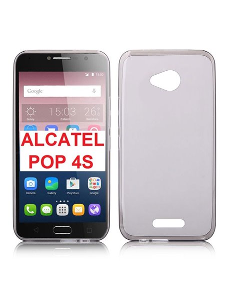 CUSTODIA GEL TPU SILICONE per ALCATEL ONE TOUCH POP 4S, 5095 - 5.5' POLLICI COLORE NERO TRASPARENTE