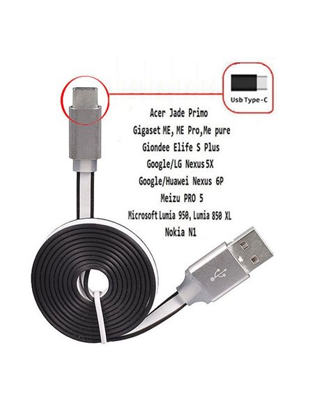 CAVO USB TYPE-C 3.1 PIATTO - LUNGHEZZA 1 MT COLORE BIANCO