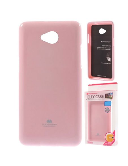 CUSTODIA per MICROSOFT LUMIA 650 IN GEL TPU SILICONE COLORE ROSA LUCIDO CON GLITTER ALTA QUALITA' MERCURY BLISTER