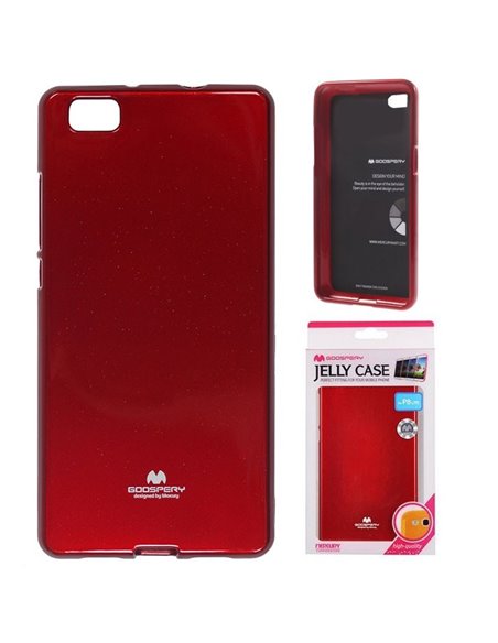 CUSTODIA GEL TPU SILICONE per HUAWEI P8 LITE COLORE ROSSO LUCIDO CON GLITTER ALTA QUALITA' MERCURY BLISTER