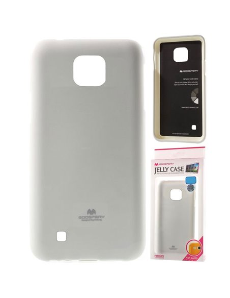 CUSTODIA GEL TPU SILICONE per LG X CAM (K580) COLORE BIANCO LUCIDO CON GLITTER ALTA QUALITA' MERCURY BLISTER