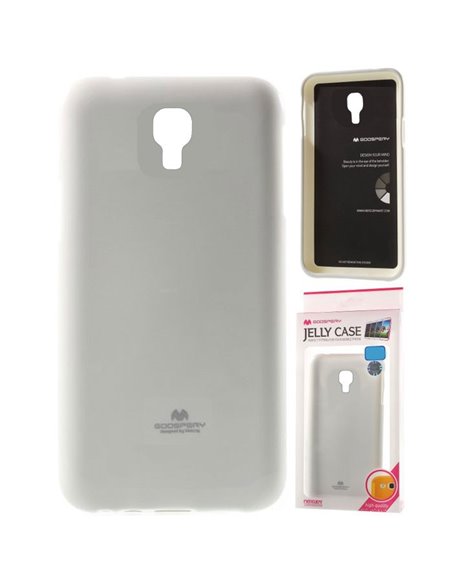 CUSTODIA GEL TPU SILICONE per LG X SCREEN COLORE BIANCO LUCIDO CON GLITTER ALTA QUALITA' MERCURY BLISTER