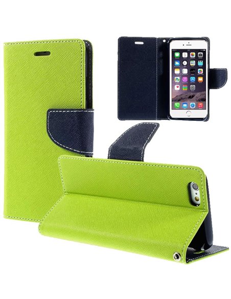 CUSTODIA FLIP ORIZZONTALE per APPLE IPHONE SE (2020/2022), IPHONE (7/8) CON INTERNO IN TPU, STAND E TASCHE PORTA CARTE COLORE VE