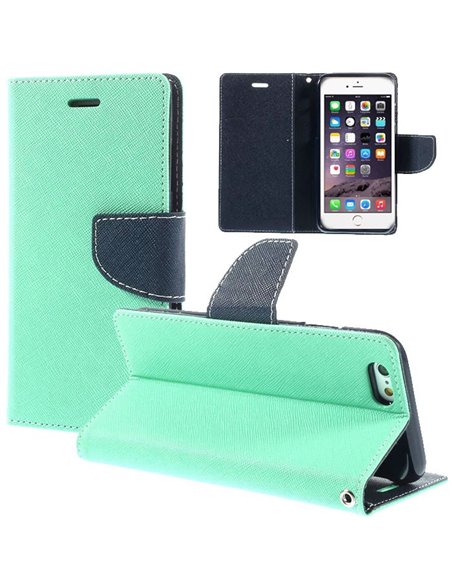 CUSTODIA FLIP ORIZZONTALE per APPLE IPHONE SE (2020/2022), IPHONE (7/8) CON INTERNO IN TPU, STAND E TASCHE PORTA CARTE VERDE ACQ