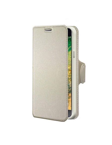 CUSTODIA FLIP ORIZZONTALE SIMILPELLE per SAMSUNG SM-C5000 GALAXY C5 CON INTERNO IN TPU, STAND E PORTA CARTE COLORE BIANCO