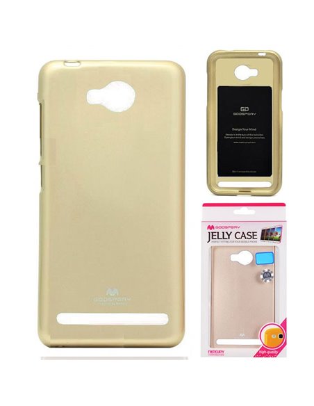 CUSTODIA per HUAWEI Y3 II, Y3 PRO, Y3 II PRO IN GEL TPU SILICONE COLORE ORO LUCIDO CON GLITTER ALTA QUALITA' MERCURY BLISTER