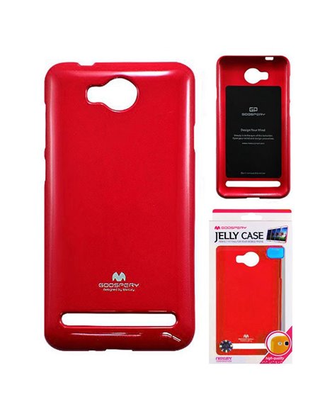 CUSTODIA per HUAWEI Y3 II, Y3 PRO, Y3 II PRO IN GEL TPU SILICONE COLORE ROSSO LUCIDO CON GLITTER ALTA QUALITA' MERCURY BLISTER