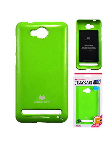 CUSTODIA per HUAWEI Y3 II, Y3 PRO, Y3 II PRO IN GEL TPU SILICONE COLORE VERDE LUCIDO CON GLITTER ALTA QUALITA' MERCURY BLISTER