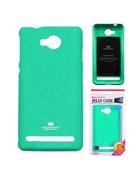 CUSTODIA per HUAWEI Y3 II, Y3 PRO, Y3 II PRO IN GEL TPU SILICONE COLORE VERDE ACQUA LUCIDO CON GLITTER ALTA QUALITA' MERCURY BLI