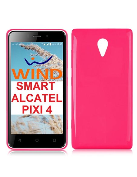 CUSTODIA per TIM SMART, WIND SMART, VODAFONE SMART TURBO 7 (VFD500), ALCATEL OT-5045X IN GEL TPU SILICONE LUCIDA COLORE FUCSIA