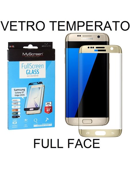 PELLICOLA VETRO TEMPERATO FULL FACE 0,3mm per SAMSUNG SM-G935 GALAXY S7 EDGE CON CORNICE COLORE ORO MYSCREEN BLISTER