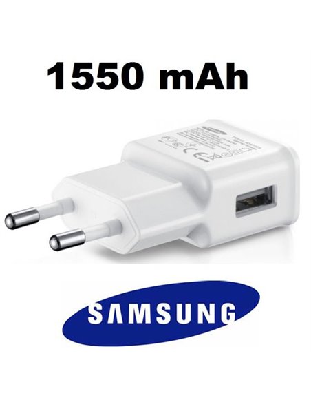 CARICATORE DA RETE 1550mAh ORIGINALE SAMSUNG CON 1 PORTA USB COLORE BIANCO EP-TA50EWE BULK