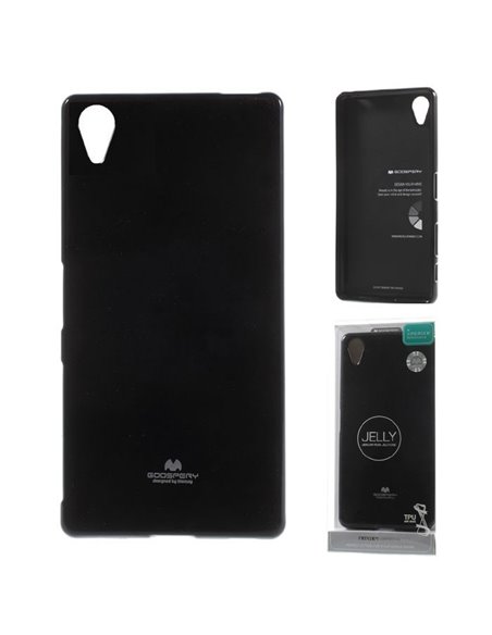 CUSTODIA GEL TPU SILICONE per SONY XPERIA X PERFORMANCE F8131 COLORE NERO LUCIDO CON GLITTER ALTA QUALITA' MERCURY BLISTER