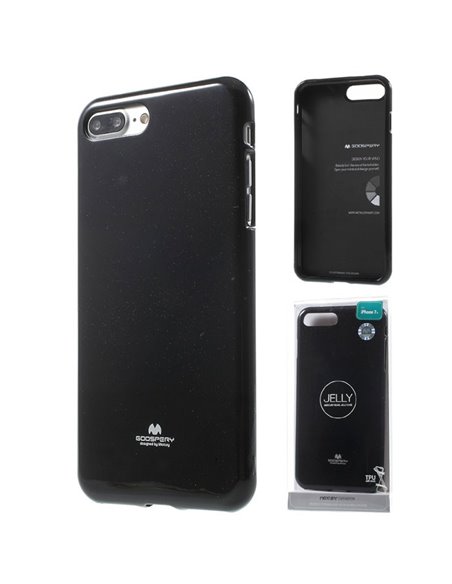 CUSTODIA GEL TPU SILICONE per APPLE IPHONE 7 PLUS, IPHONE 8 PLUS COLORE NERO LUCIDO ALTA QUALITA' MERCURY BLISTER