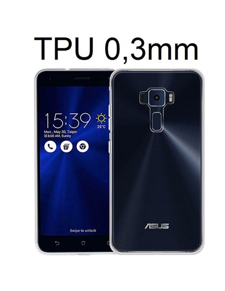 CUSTODIA GEL TPU SILICONE ULTRA SLIM 0,3mm TRASPARENTE per ASUS ZENFONE 3, ZE552KL, 5.5' POLLICI