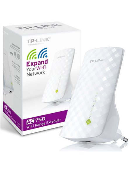 RANGE EXTENDER WI-FI CON VELOCITA' COMBINATA DUAL BAND FINO A 750Mbps E PORTA LAN COLORE BIANCO AC750 TP-LINK BLISTER