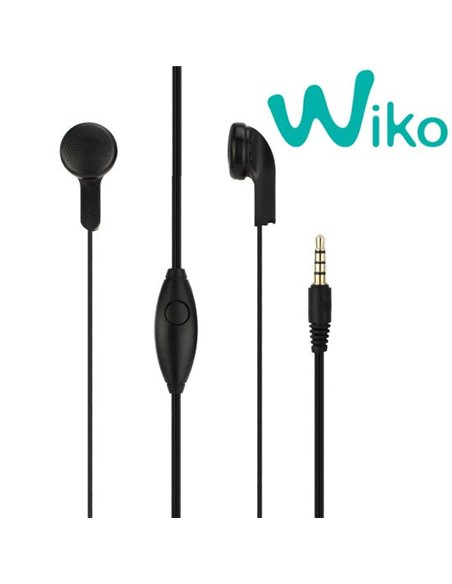 AURICOLARE STEREO ORIGINALE WIKO WK03 per U FEEL PRIME, FEVER, JIMMY JACK 3,5mm CON TASTO GESTIONE CHIAMATA COLORE NERO BULK